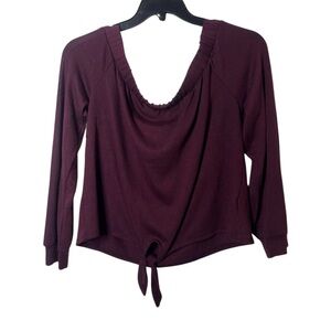 Aeropostale Deep Burgundy Blouse with Tie Front
